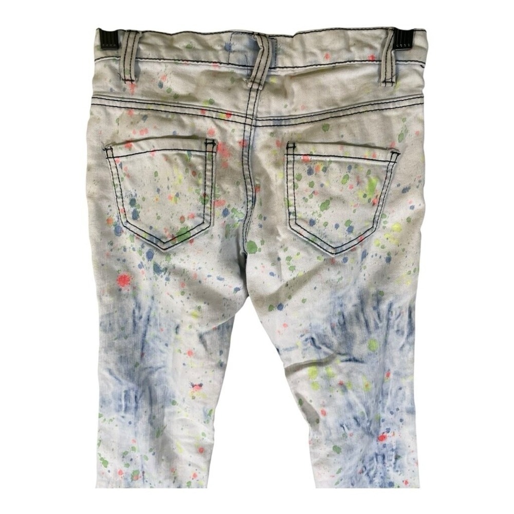 Thrill Jeans Girls Distressed Shredded Trendy Size 8 Unique Cool Paint Splatter - Picture 5 of 11